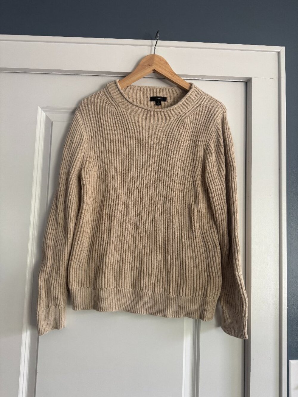J. Crew Women's 100% Cotton Rollneck Sweater Light Khaki Tan Size Small